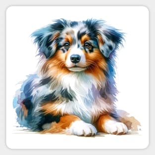 Miniature American Shepherd Watercolor Painting - Beautiful Dog Sticker